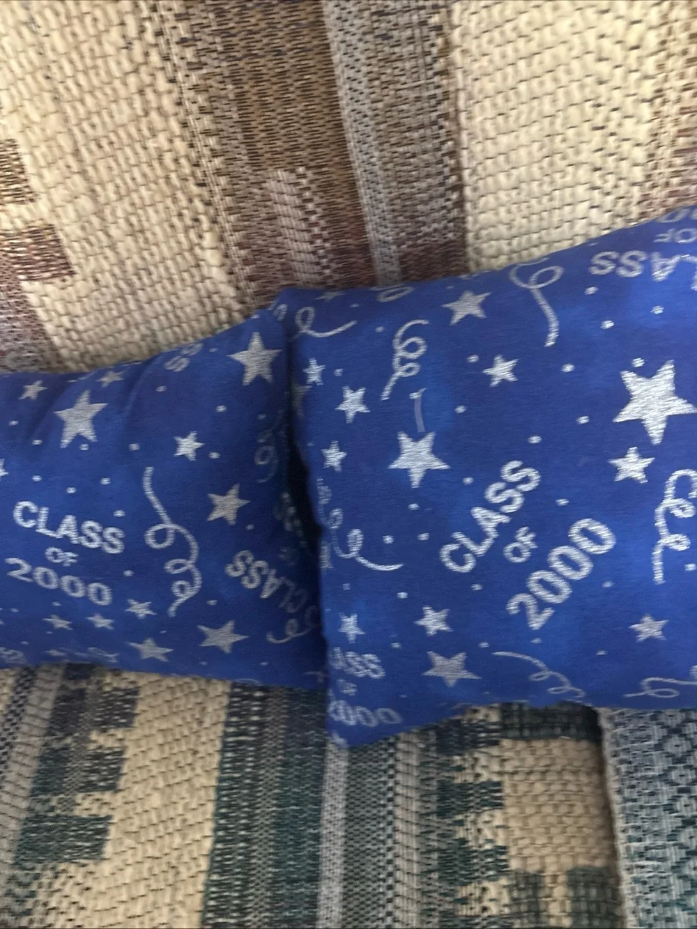 Decorative Blue 'Class of 2000' Accent Pillow Set of 4 handmade